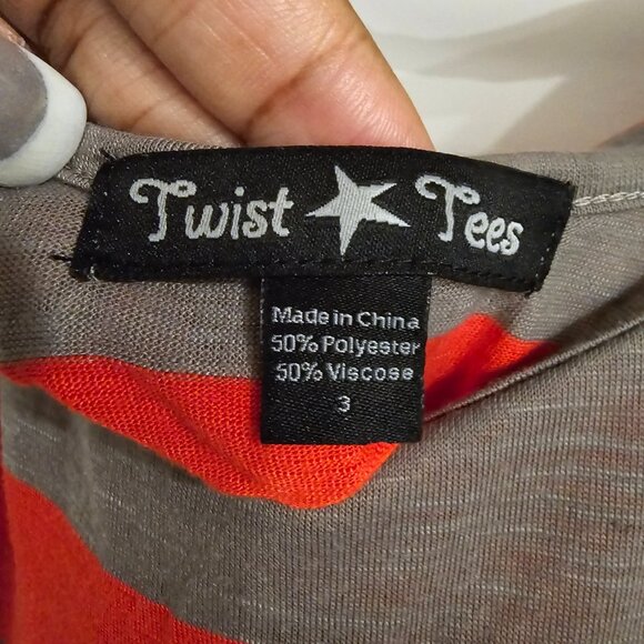 Twist Tees Orange and Gray Strappy Blouse - Picture 2 of 4